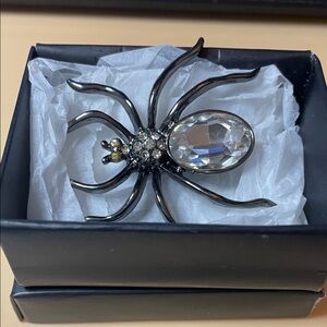Avon Black and Silver Crystal Spider Brooch